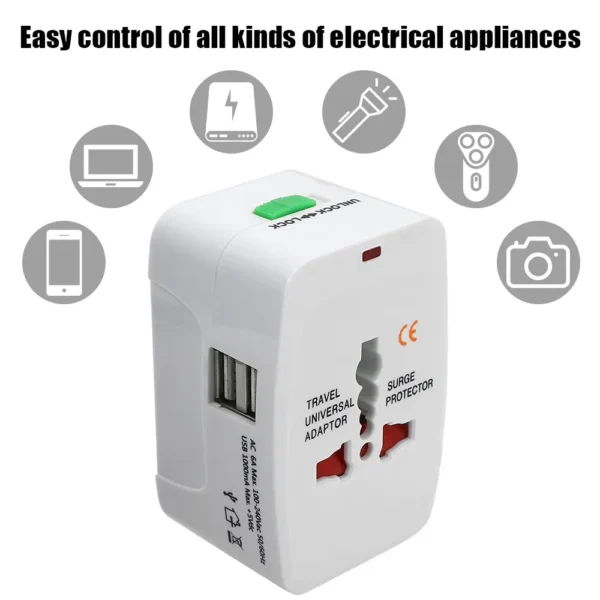 All-in-One International Travel Adapter with 2 USB Ports - Image 4