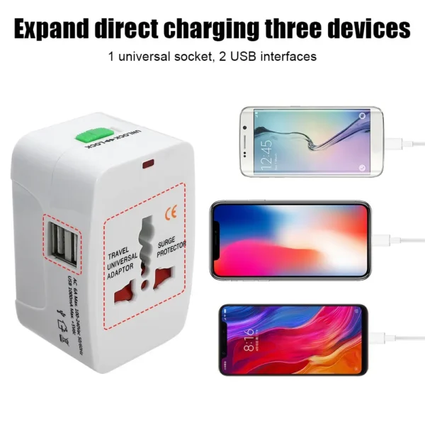All-in-One International Travel Adapter with 2 USB Ports - Image 3