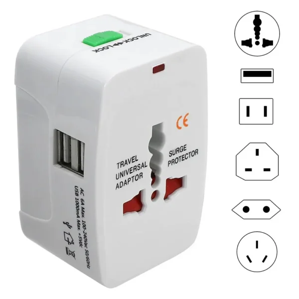 All-in-One International Travel Adapter with 2 USB Ports