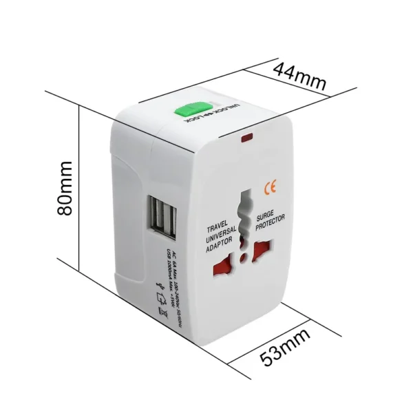 All-in-One International Travel Adapter with 2 USB Ports - Image 6