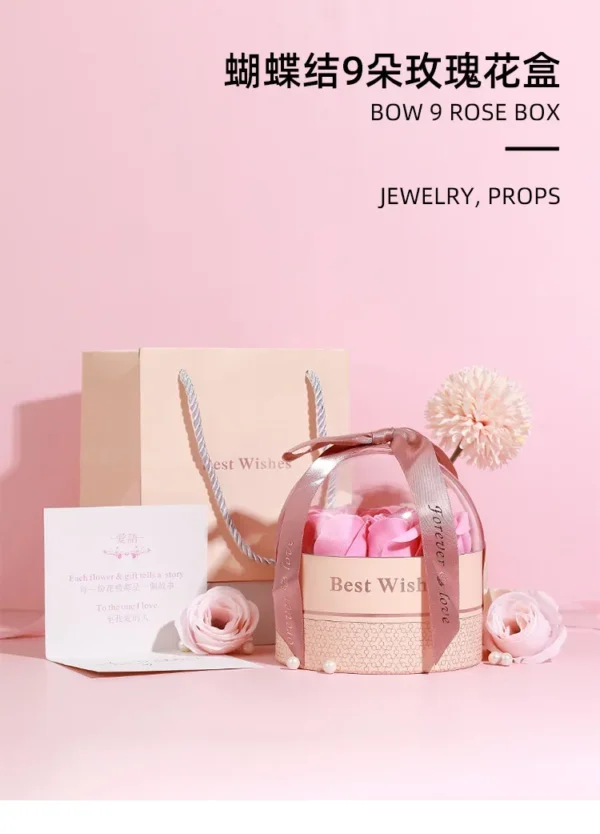 Creative Rose Box Set for Valentine's Day, Gift Box with Ring, Pendant, and Earrings - Image 7