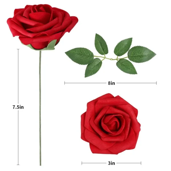 Artificial Red Roses for Weddings & Decor (10/25 PCS) - Image 3