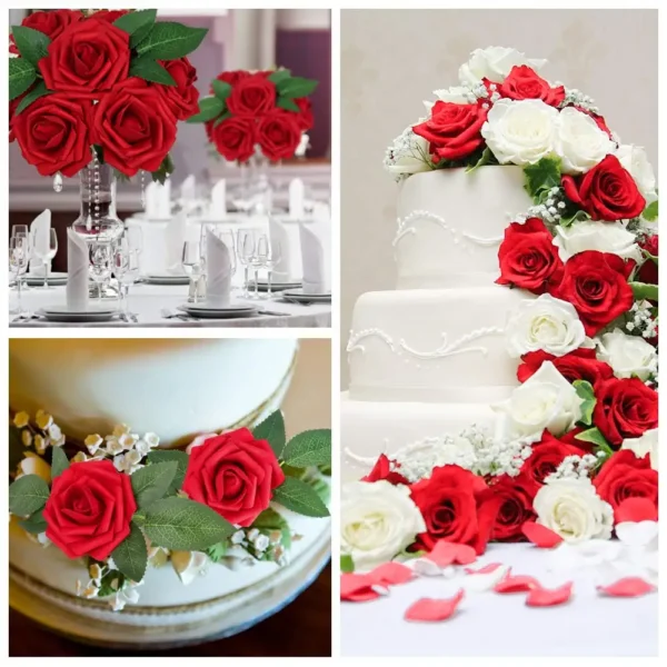 Artificial Red Roses for Weddings & Decor (10/25 PCS) - Image 11
