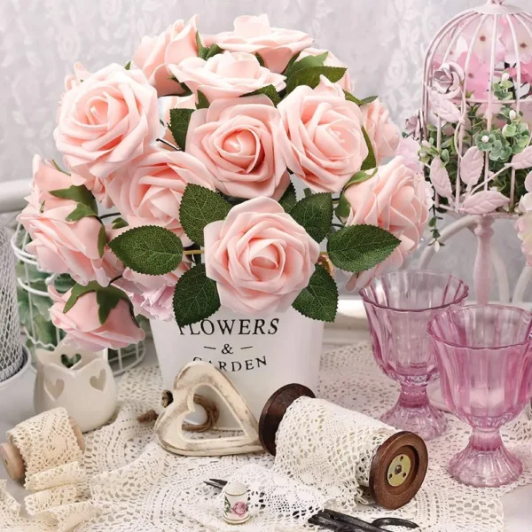 Artificial Red Roses for Weddings & Decor (10/25 PCS) - Image 12